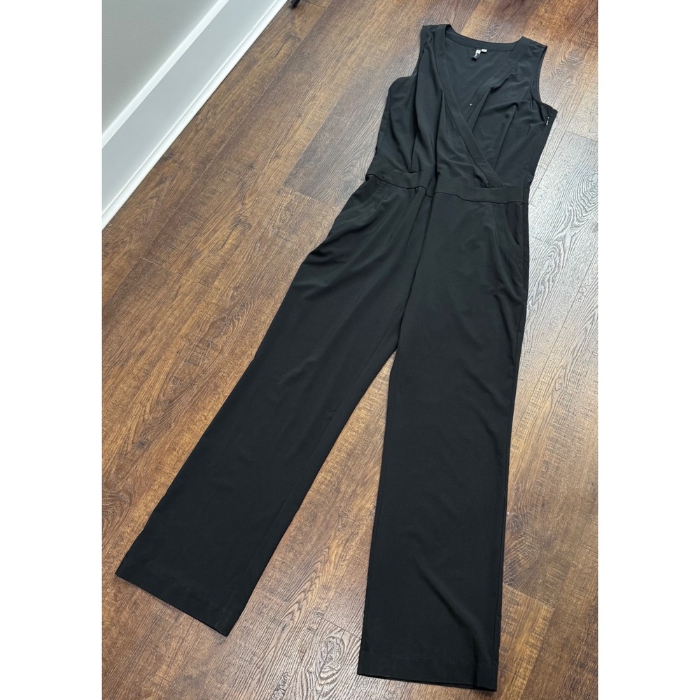 KUT from the Kloth Black‎ Sleeveless Surplice Wrap Wide Leg Jumpsuit 6 KD19602